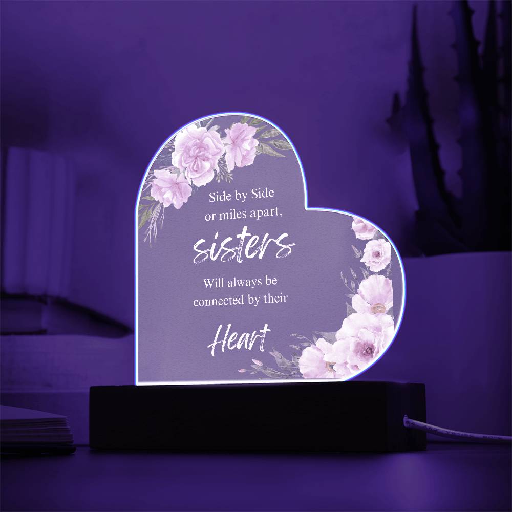 Side by Side Sister - Acrylic Heart Plaque