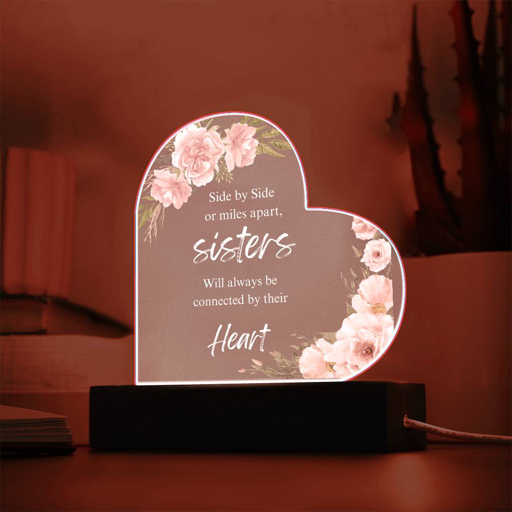 Side by Side Sister - Acrylic Heart Plaque