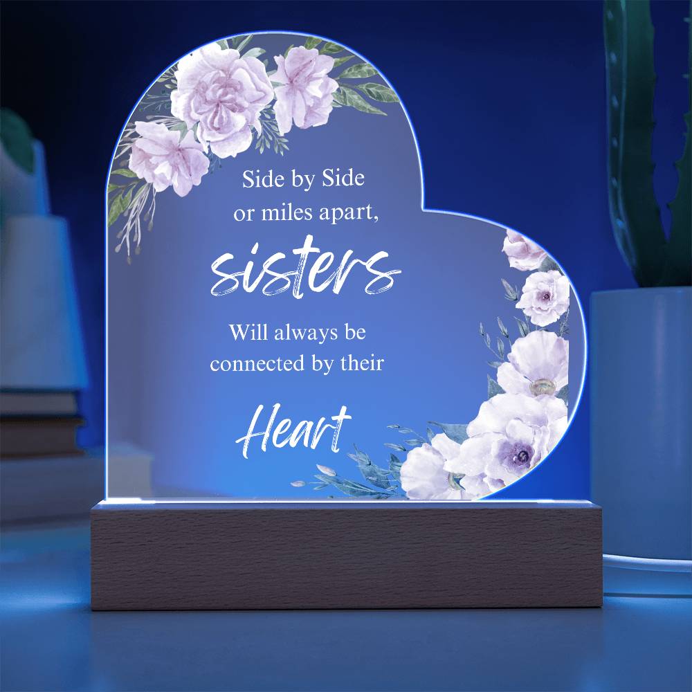 Side by Side Sister - Acrylic Heart Plaque